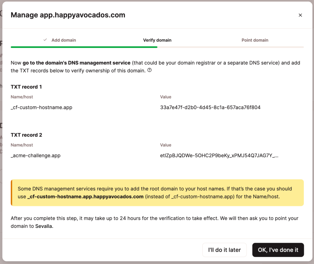 Verify your application domain.