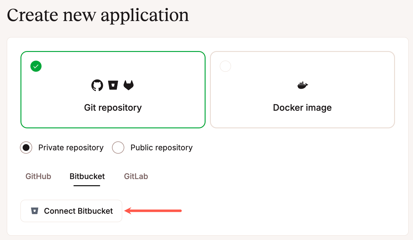 Connect Sevalla with your Bitbucket account.