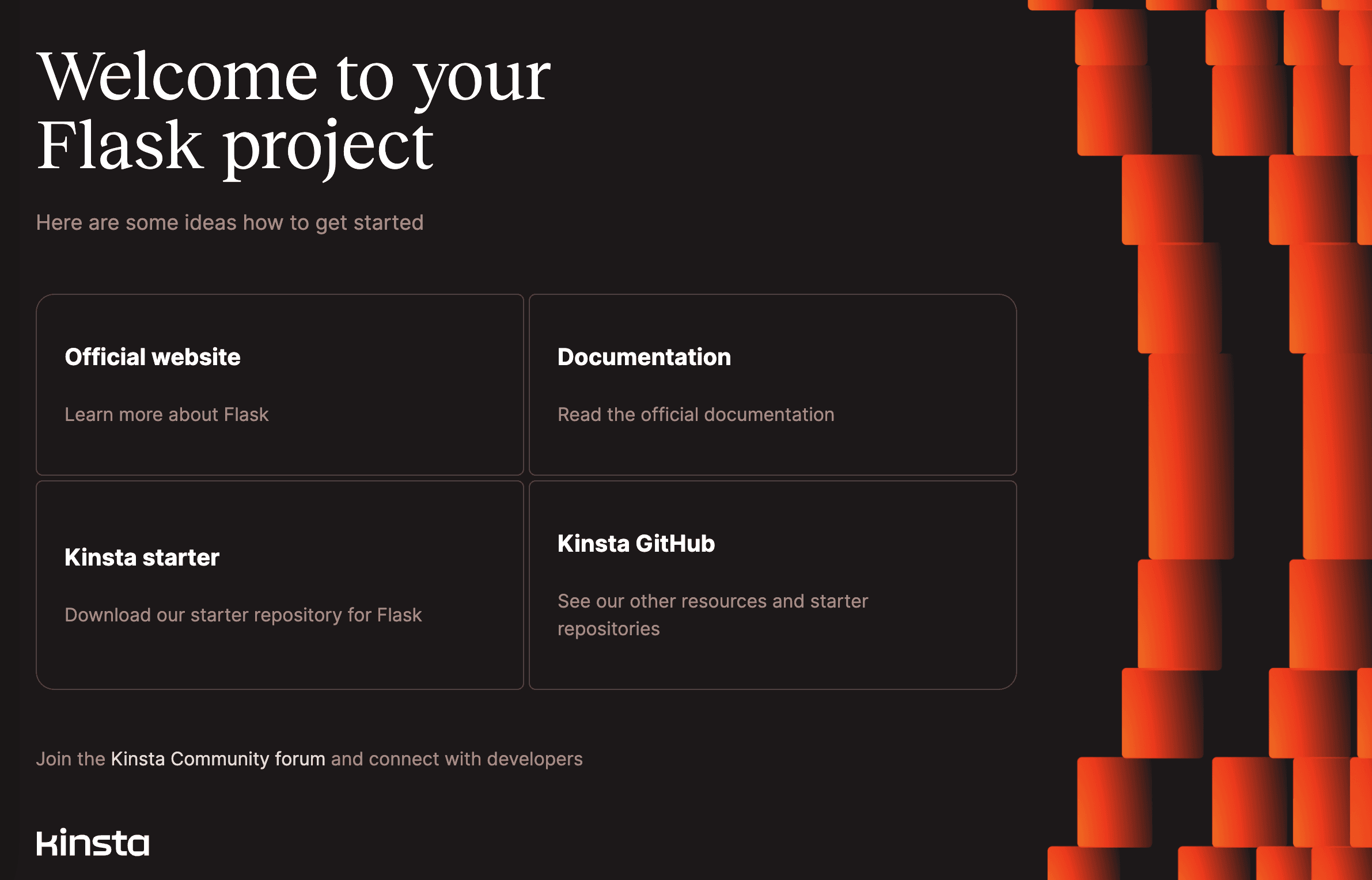 Sevalla Welcome page after successful deployment of Flask.