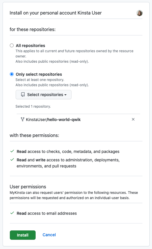 Select the GitHub repository you want to deploy on Sevalla.