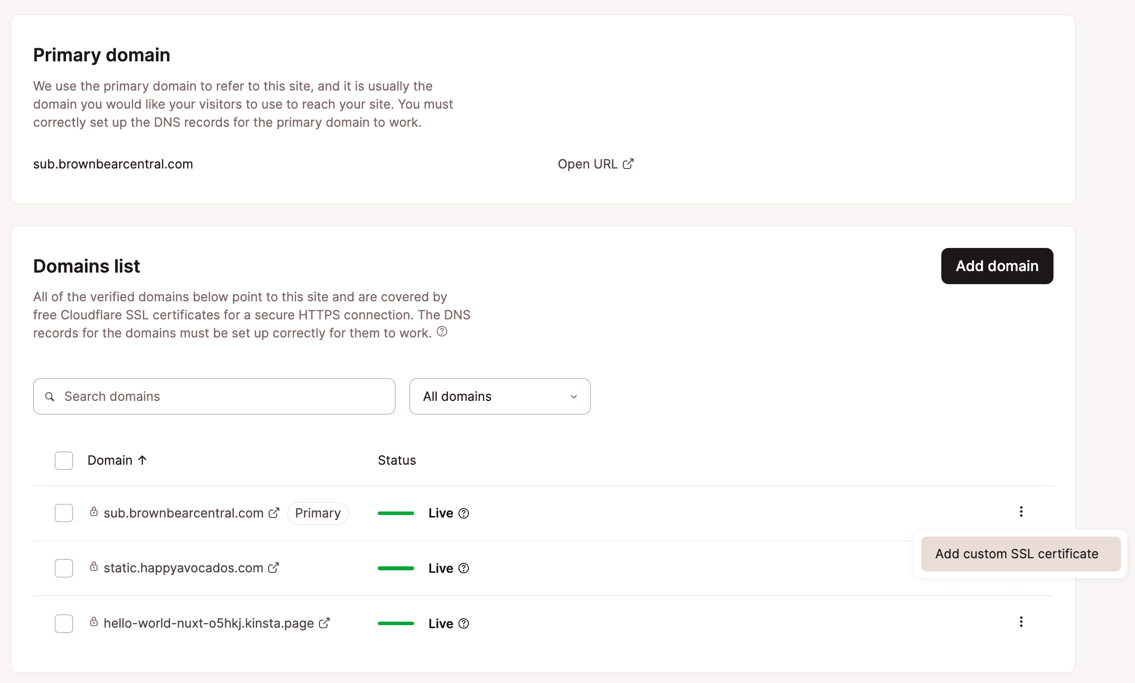 Add a custom SSL certificate in Sevalla.