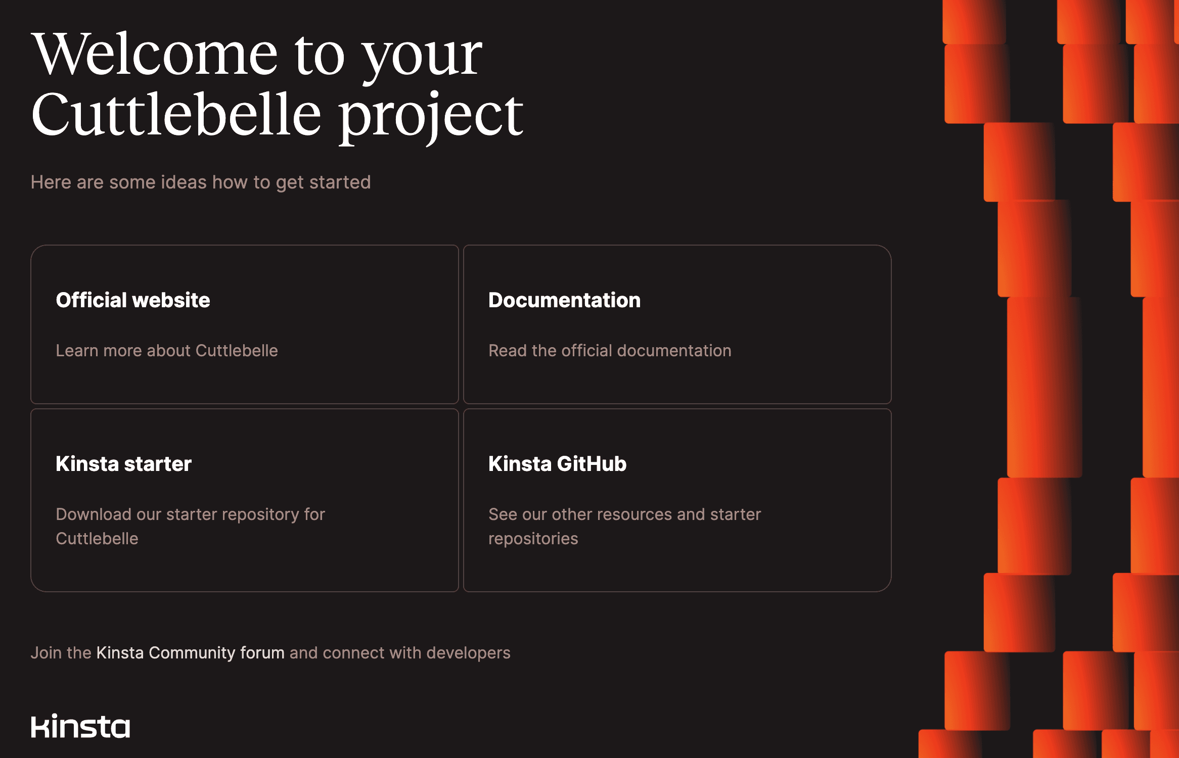 Sevalla Welcome page after successful deployment of Cuttlebelle.