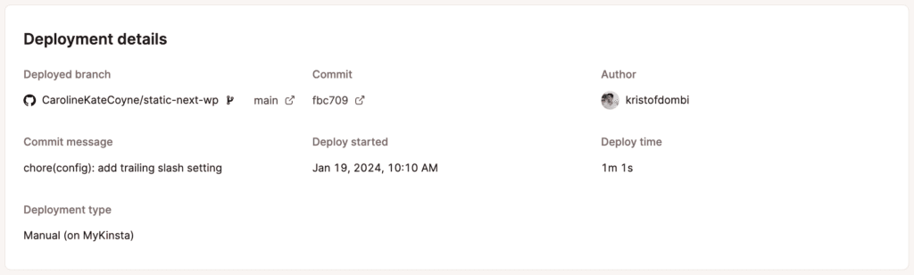 Individual deployment details.