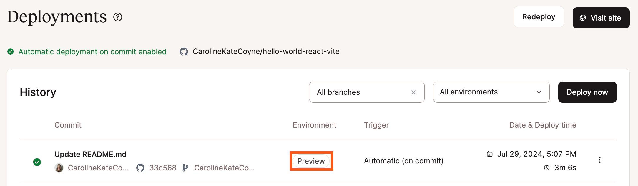 Preview environment in your static site deployments. 